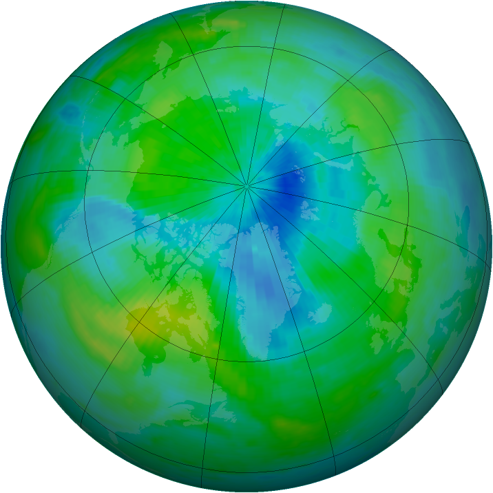 Arctic ozone map for 12 September 1986